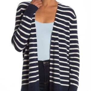 Madewell Navy and White Striped Cardigan